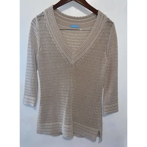 J. McLaughlin Shimmery V-Neck Sweater Size Small